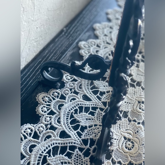 Victorian Ornate Cast Iron Mirror-Antique Cast Iron 14.25" x 9" Cherubs frame - Picture 4 of 7